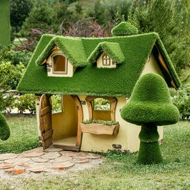 Garten Kunstobjekt Haus - Topiary - GFK & Kunstrasen -...