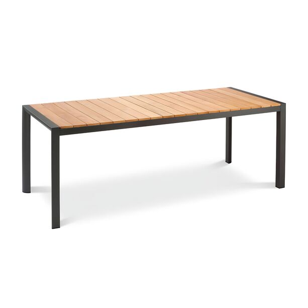 Aluminium-Gartentisch mit Teak-Holz Platte - Tisch Spirabilis / 76x160x90cm (HxBxT) / Anthrazit