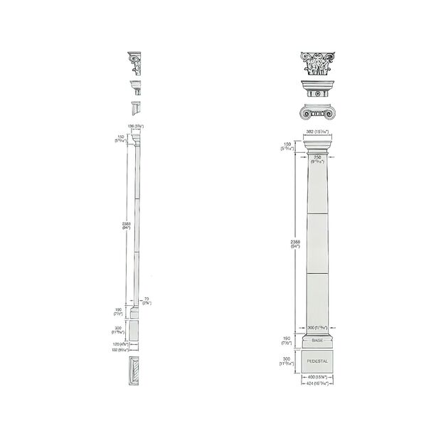 Kapitell und toskanische Pilaster aus Sandsteinguss - Traherne