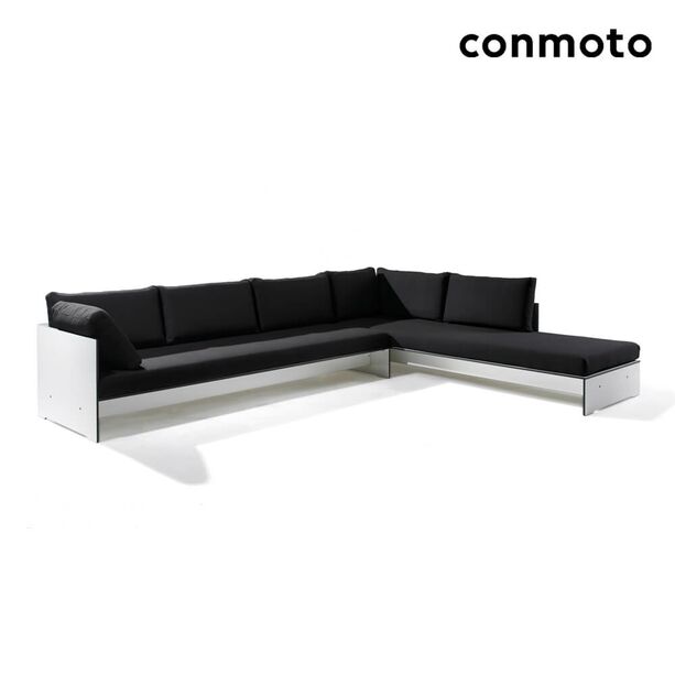 Outdoor Ecksofa fr Loungeecke aus HPL - Riva Ecksofa / Wei / Auflagen anthrazit