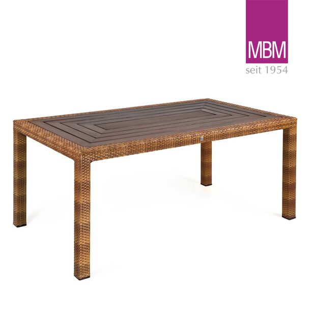 MBM Gartentisch aus Aluminium, Polyrattan & Resysta - 160x90cm - Gartentisch Bellini