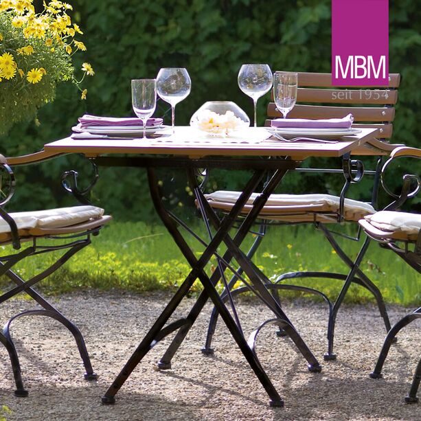 Kleiner MBM Gartentisch aus Schmiedeeisen & Resysta - 85x85cm - klappbar - Tisch Brazil