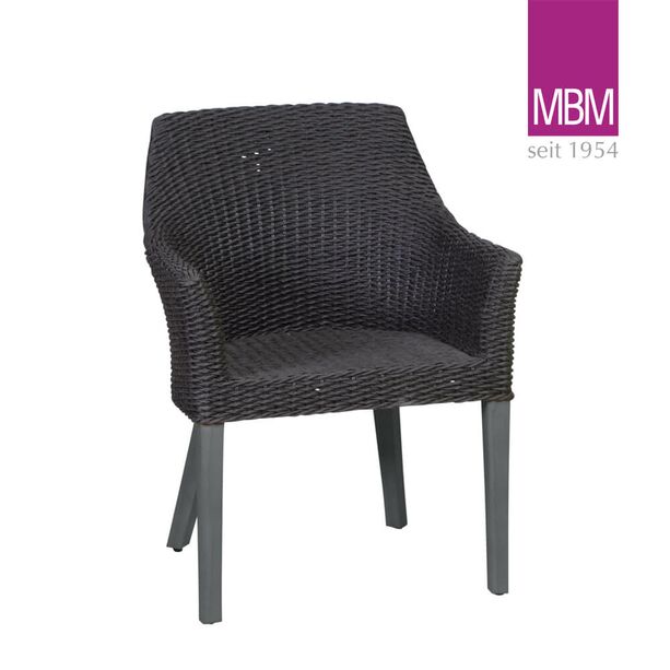Schwarzer Gartenstuhl von MBM - Resysta & Kunststoffgeflecht - Sessel Tortuga