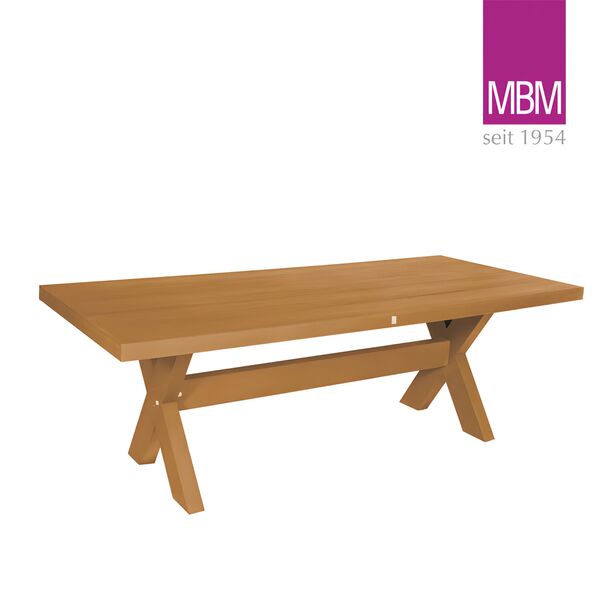 Robuster Gartentisch in Holzoptik - MBM - Resysta - 100x220cm - Tisch Crossleg