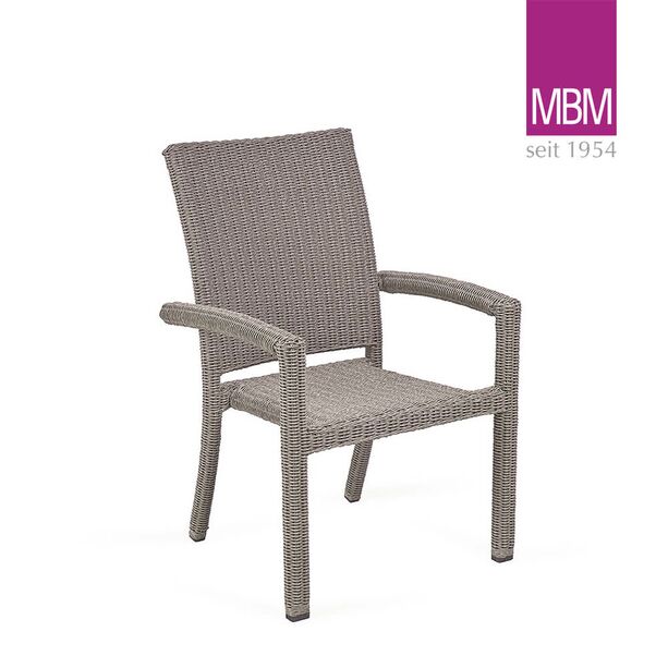 Stapelbarer Gartenstuhl mit Armlehnen - MBM - Alu & Geflecht - Sessel Bellini