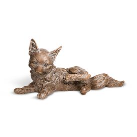 Bronzefigur liegender Fuchs - Jungtier - Jungfuchs