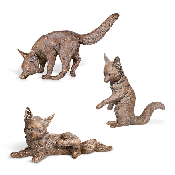 Set aus 3 Fuchs Jungtieren aus Bronze - Jungfüchse
