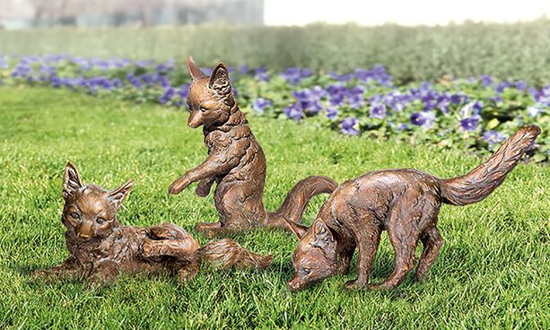 Set aus 3 Fuchs Jungtieren aus Bronze - Jungfüchse