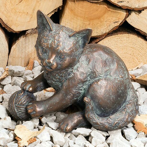 Spielendes Kätzchen als Bronzefigur - Jungkatze