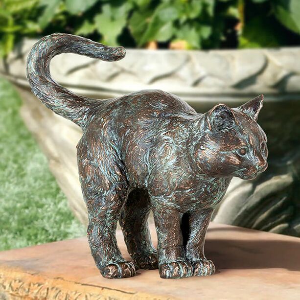 Bronzeguss Katzen Tierskulptur - robust - Katze stehend