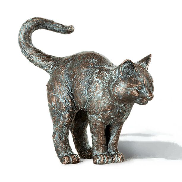 Bronzeguss Katzen Tierskulptur - robust - Katze stehend