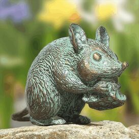 Kleine Bronze Mausfigur fr den Garten- sitzend - Maus...