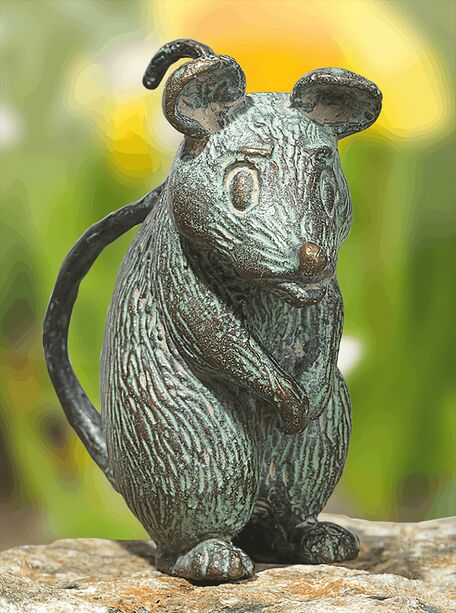 Set aus 3 Bronze Mausfiguren als Gartendekoration - Muse Set
