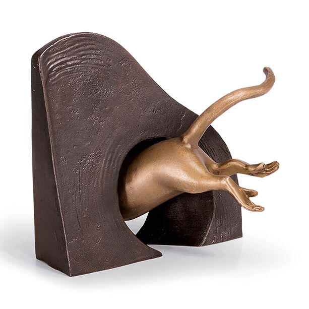 Edle Bronzefigur Maus ins Loch für Mauern - Mauseloch