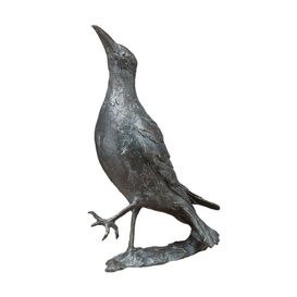 Robuste Vogelskulptur aus Bronze mit Patina - Rabe...