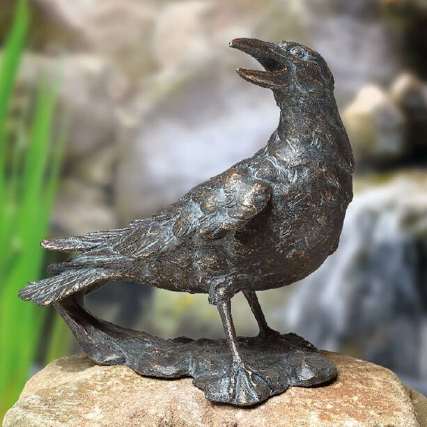 Bronze Rabenvogel als Outdoor Dekoration - Rabe