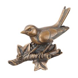 Fink Wand Vogelfigur aus Bronze - auf Ast sitzend - Fink
