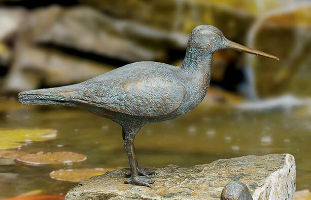 Wasservogel Skulptur aus Bronze mit Patina - Wasserläufer