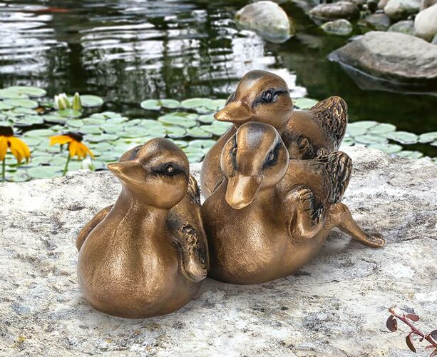 Entenfiguren aus Bronze mit Patina - Entenfamilie