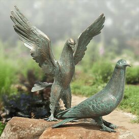Taubenfiguren Set aus Bronze mit Patina - Tauben Set