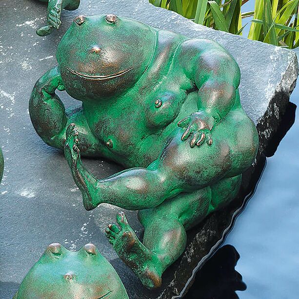 Denker Frosch Bronzeskulptur für Gartenteiche - Martha