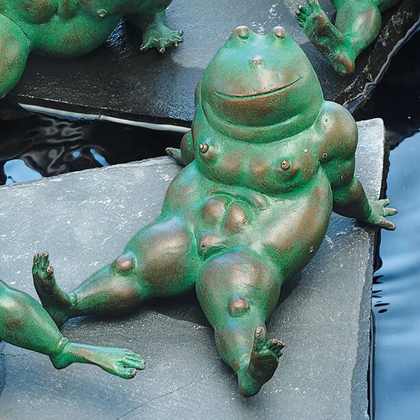 Grüne Bronze Tierfiguren - Set aus 7 Fröschen - Frösche Set