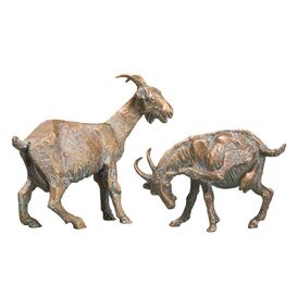 Kleine Ziegen Bronzefiguren mit Patina - Ziegen