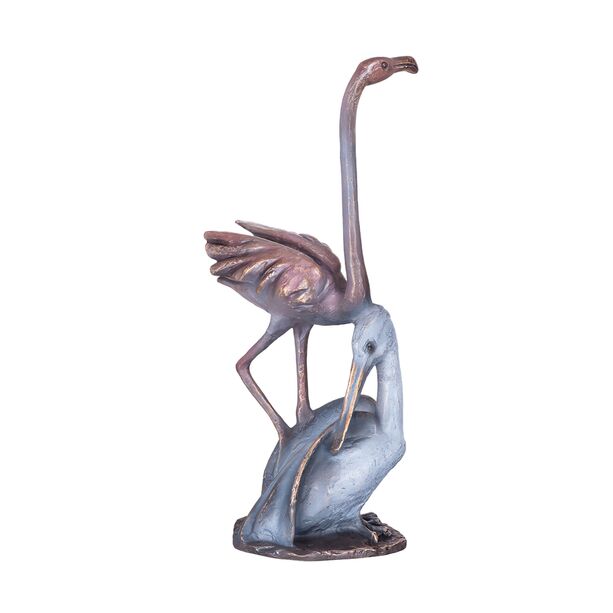 Besondere Vogelskulptur aus Bronze mit Pelikan - Flamingo & Pelikan