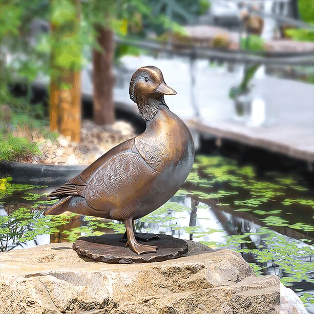 Weibliche Entenskulptur - Garten Bronzefigur - Mandarin-Weibchen