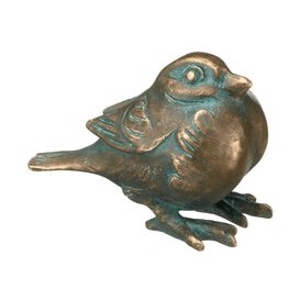 Kleine Vogelfigur fr den Auenbereich - Bronze - Spatz...