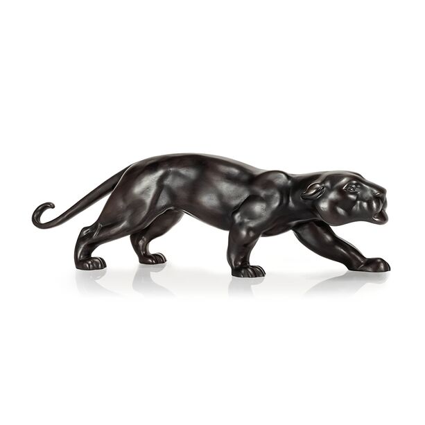 Schwarze Bronze Pantherskulptur - Gartendeko - Panther mittel