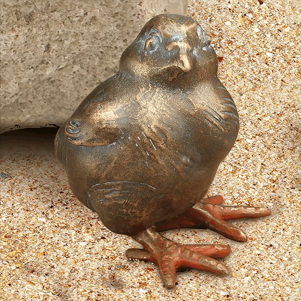 Bronzefigur Huhn Küken als Outdoor Gartendeko - Küken
