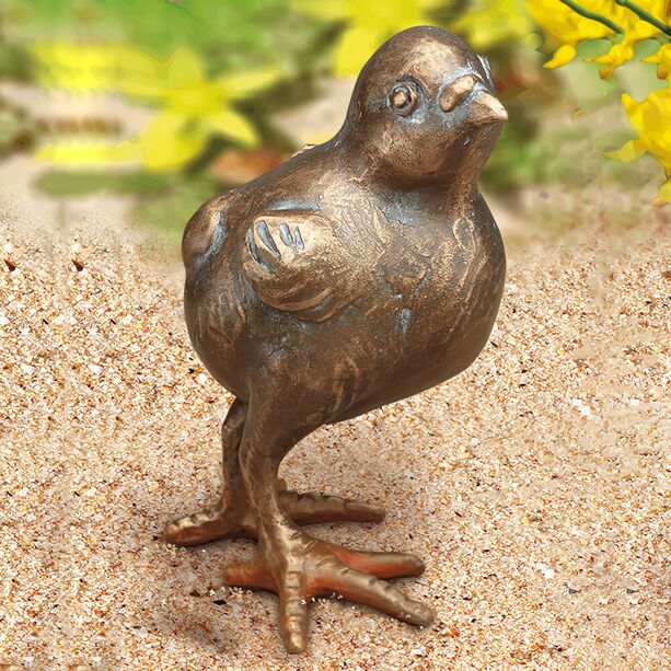 Stehendes Küken - Vogelskulptur aus Bronze - Küken