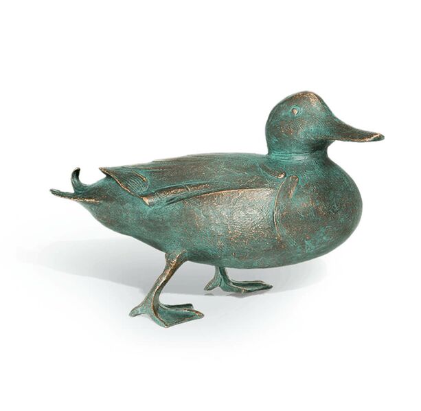 Enten Vogelfigur aus Bronze mit grner Patina - Ente