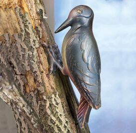 Buntspecht Figur aus Bronzeguss - patiniert - Specht