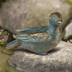 Kleine Vogelskulptur - Spatz aus Bronze - Spatz sitzend