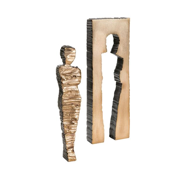 Mehrteiliges Set aus Bronzefiguren mit Kubus - Mann & Frau Kubus Set