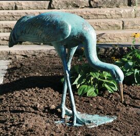 Gartenfigur Bronze Kranich mit grner Patina - Kranich...
