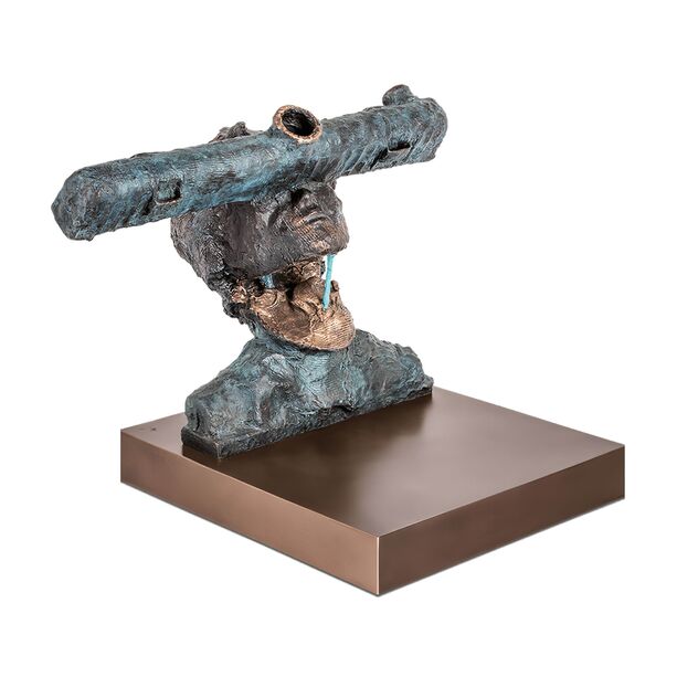 Bronzestatue Büste schaut in Himmel mit Sockel - Sternsucher 3
