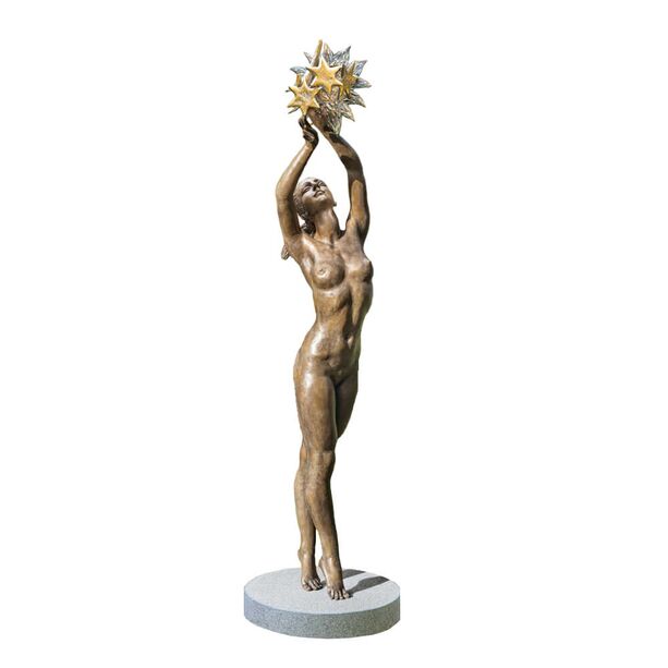 Limitierte Bronze Akt Statue mit Sockel und Sternen - Sonne, Mond und Sterne