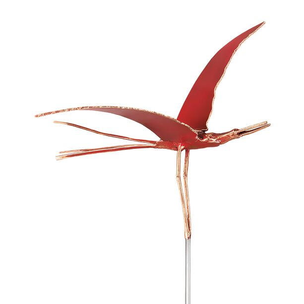 Rote Vogelskulptur - abstrakte Bronzefigur - limitiert - Nörgler