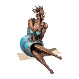 Sitzende Frauenskulptur aus Bronze - Designerstatue -...