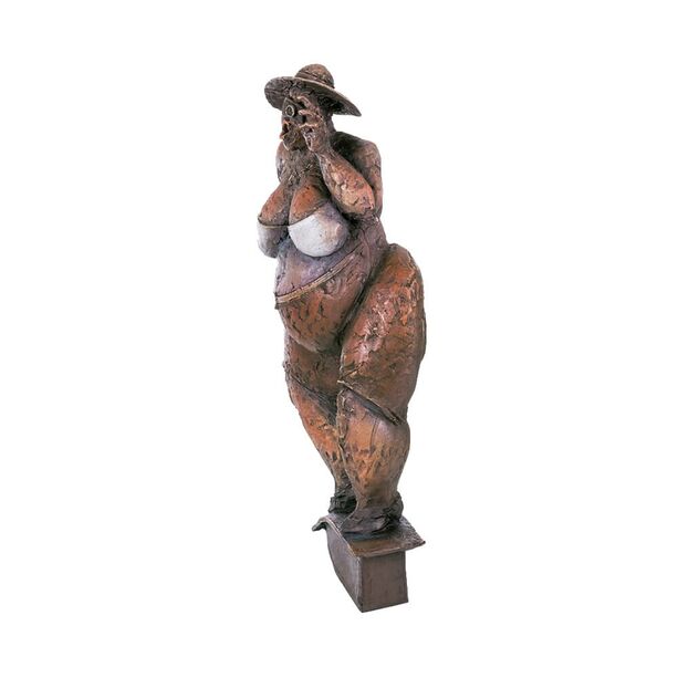 Limitierte Frauenskulptur aus Bronze vom Künstler - Touristin