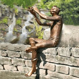Sitzender Junge mit Flte aus Bronze - limitiert -...