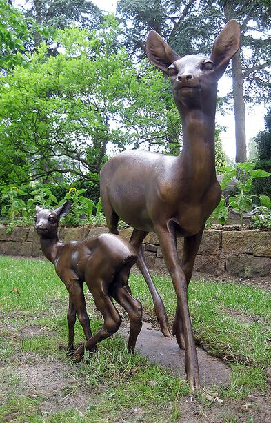 Bronze Tierfiguren Reh und Kitz - Knstleredition - Ricke und Kitz
