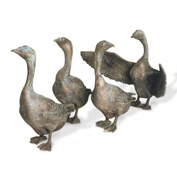 Bronze Vogelfigur als Gartendeko - limitiert - Gans nach links blickend