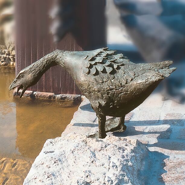 Limitierte Bronze Knstleredition - Vogelfigur - Gans in Angriffsstellung