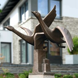 Fliegendes Schwanenpaar aus Bronze - limitiert -...