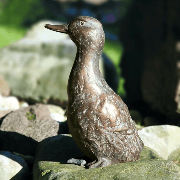 Sitzende Entenfigur aus Bronze - limitierte Knstlerstatue - Ente