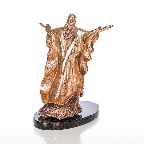 Goldener Jesus aus Bronze mit Steinsockel - Christkönig